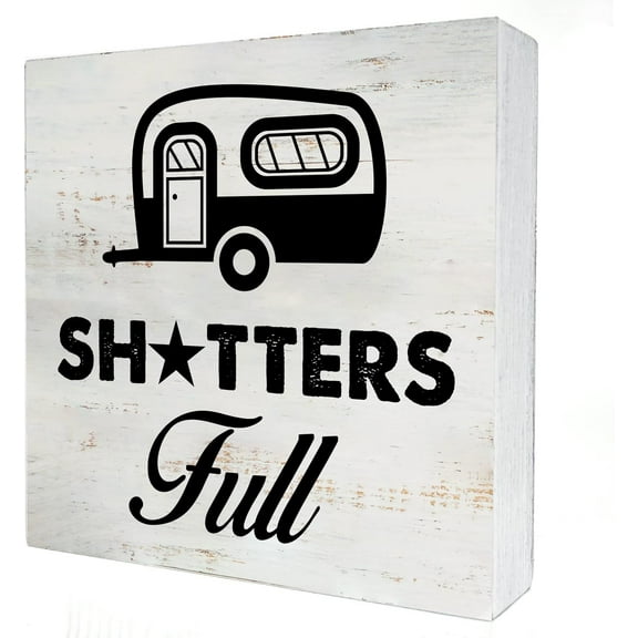 Zomyto 5x5 Inches Camping Wooden Box Sign with Saying Desk Decor RV Camper Box Sign Wood Block Sign Rustic Camp Decor