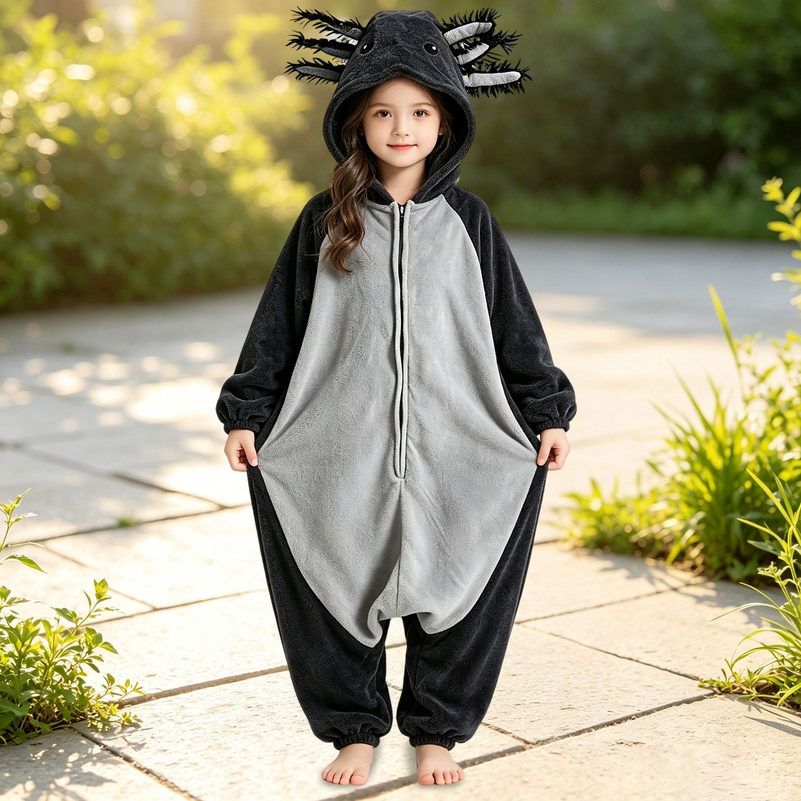 THHEIC Kids Animal Outfit Set Breathable Woven Fabric Kids Themed Dress Up Accessory Prop for Party and Photo Shoot Fun (Black 16-17 Years)