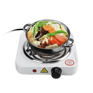 Electric Hot Plate for Cooking, 1000W Stainless Steel Electric Stove Burner with 5 Level Temperature Control, Portable Stove for Home Dorm Office Kitchen Camping Single Burner Electric Cooktop, White