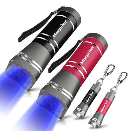 Morpilot 2Pack UV 12 LED Ultraviolet Blacklight Stain & Urine Detector Torch, The Best UV Flashlight to Find Stains on Carpet, Rugs or Detect Pets Urine Catch
