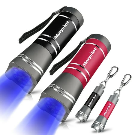 Blacklight Stain Detector - Morpilot 2Pack UV 12 LED Ultraviolet Blacklight Stain & Urine Detector Torch, The Best UV Flashlight to Find Stains on Carpet, Rugs or Detect Pets Urine Catch Scorpion