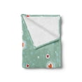 thumbnail image 2 of Aqua Soft Flannel Fleece Blanket, Sketchy Circles with Hearts and Abstract Dots with Turquoise Backdrop Image, Cozy Plush for Indoor and Outdoor Use, 50" x 70", Seafoam Orange White, by Ambesonne, 2 of 5