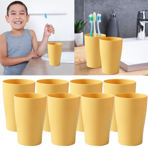 EaseDay Plastic Tumblers, Reusable Unbreakable Drinking Glasses, Stackable Hard Plastic Cups for Kitchen Outdoor Party, Yellow, 8 Pack Bulk