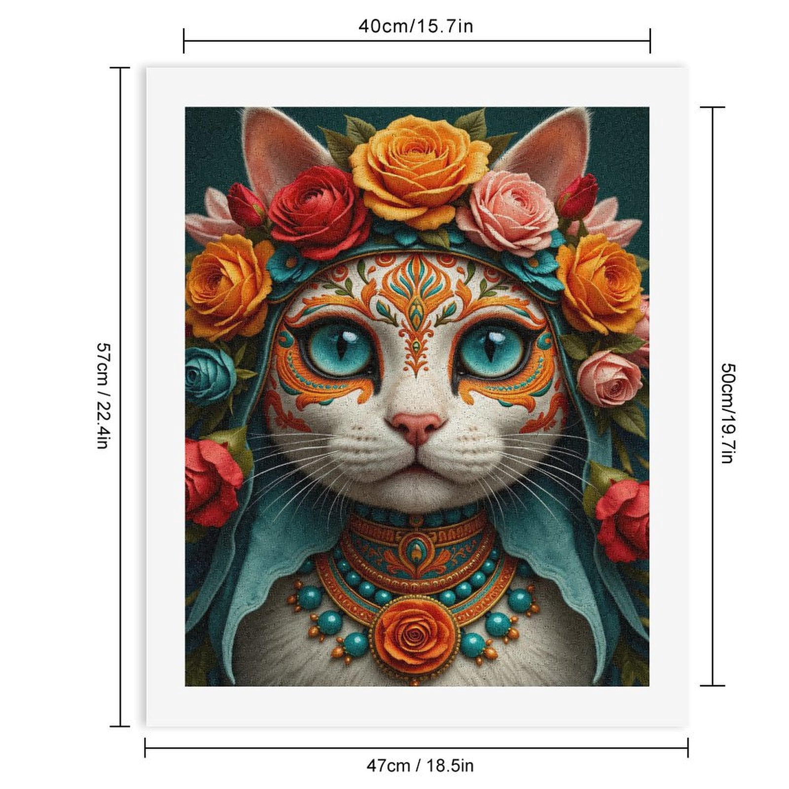Paint By Numbers Kit for Adults Beginner - DIY Cat Floral Crown Colorful Art Canvas Painting Kits for Adults, Frameless Paint By Number for Adults for Home Wall Decor 16x20 Inch