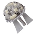 thumbnail image 2 of 1 pieza de ramo de novia para boda, ramo de flores para boda, ramo de novia para novia (blanco + plata + gris oscuro), 2 of 5