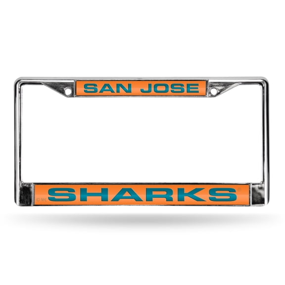 San Jose Hockey Sharks Chrome Metal License Plate Frame Holder