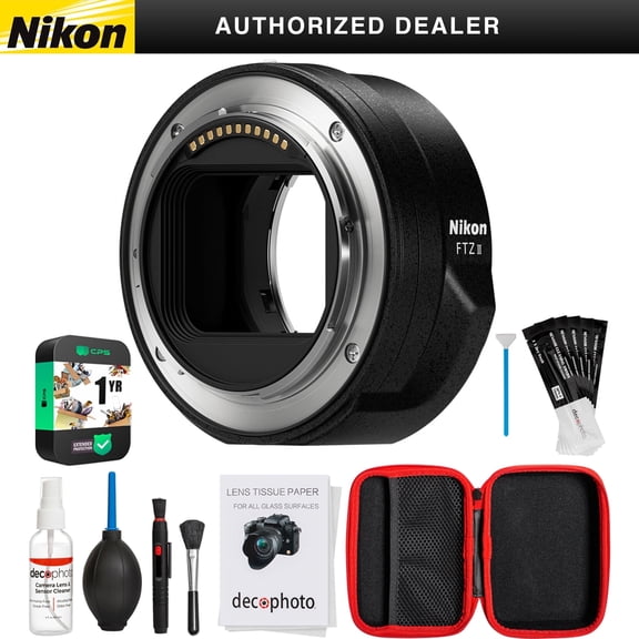 Nikon 4264 FTZ II Lens Mount Adapter for F-Mount to Z-Mount Mirrorless Bundle w/ Deco Photo All-in-One Kit w/ Case, Deco Photo 5pc Sensor Cleaner & 1 YR CPS Protection | Official Nikon USA Partner |