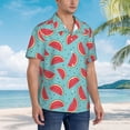 thumbnail image 5 of Xecao Watermelon print Hawaiian shirt - a stylish short-sleeve button-down for men, perfect for casual beach and tropical outings., 5 of 9