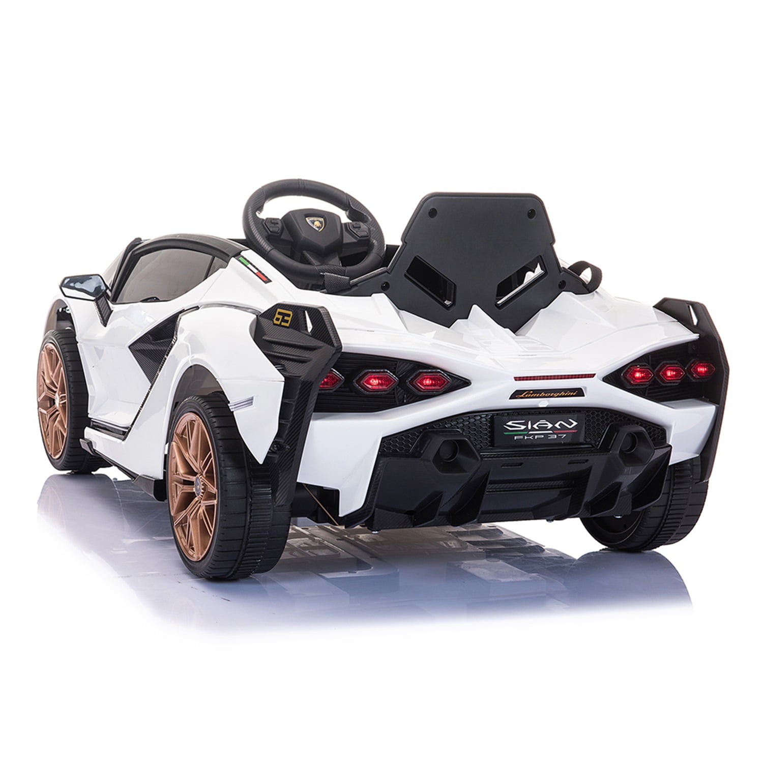 CIPACHO Kids Electric Ride On 12V Licensed Lamborghini SIAN Battery Powered Sports Car Toy with 2 Speeds, Parent Control, Sound System, White