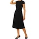 thumbnail image 4 of Vestido plisado de mujer Inspire Chic con cuello simulado, mangas cortas, cinturón y corte A, talla XL, color negro, 4 of 6