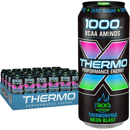(24 Cans) Rockstar Thermo Neon Blast Energy Drink, 16 fl oz