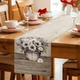 thumbnail image 5 of Vintage Flowers Table Runner - 90 Inch Long Farmhouse Floral Leaves Retro Wood Board Cotton and Linen Blended Dress Scarves Farmhouse Table Runner for Kitchen Dining, Coffee Table, 13" x 90", 5 of 8