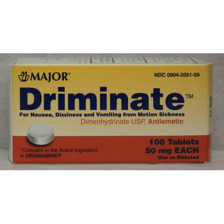 Driminate Generic for Dramamine Motion Sickness 50 mg Anti Nausea 100