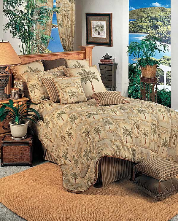 Palm Grove Tropical Comforter Set Queen Size*