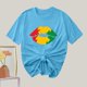 thumbnail image 4 of Camiseta de Cuello Redondo Impresa Nueva Moda Casual de Manga Corta de las Mujeres, Mezcla Ligera de Poliéster para la Primavera, 4 of 6