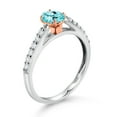 thumbnail image 3 of Gem Stone King 925 Silver and 10K Rose Gold Blue Apatite and White Lab Grown Diamond Engagement Ring for Women (0.70 Cttw, Oval 6X4MM, Gemstone Birthstone, Size 5), 3 of 4