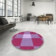 thumbnail image 4 of Ahgly Company Machine Washable Indoor Round Transitional Pink Lemonade Pink Area Rugs, 4' Round, 4 of 7