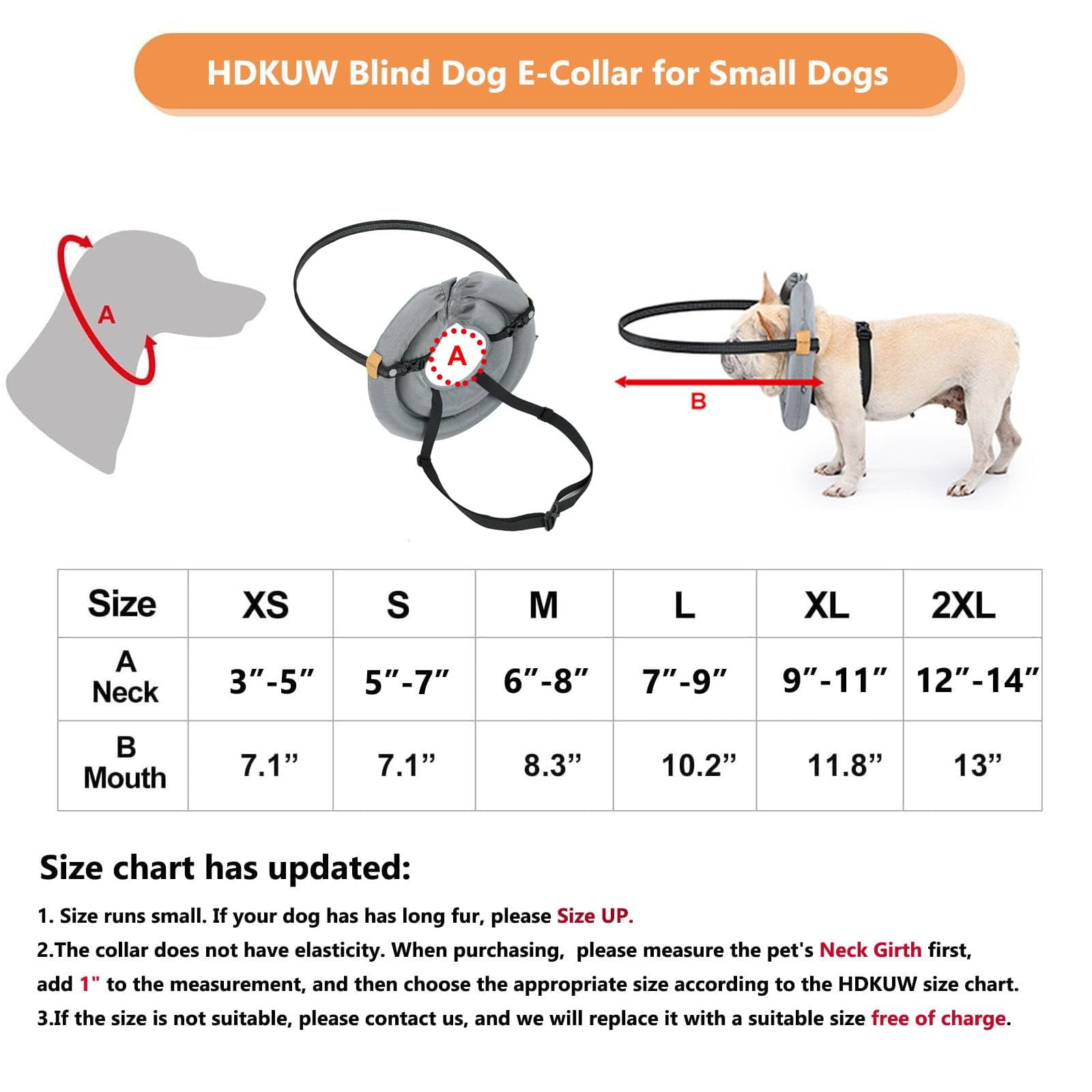 Blind Dog Harness Guiding Device, Lightweight Collar for Blind Dog, Adjustable Blind Cat Accessories, Pet Anti-Collision Ring for Protective&Build Confidence XL
