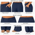 thumbnail image 4 of Women's Linen Wide Leg Pants High Waist Casual Loose Straight Trousers with Pockets Elastic Back Summer Vintage, 4 of 8