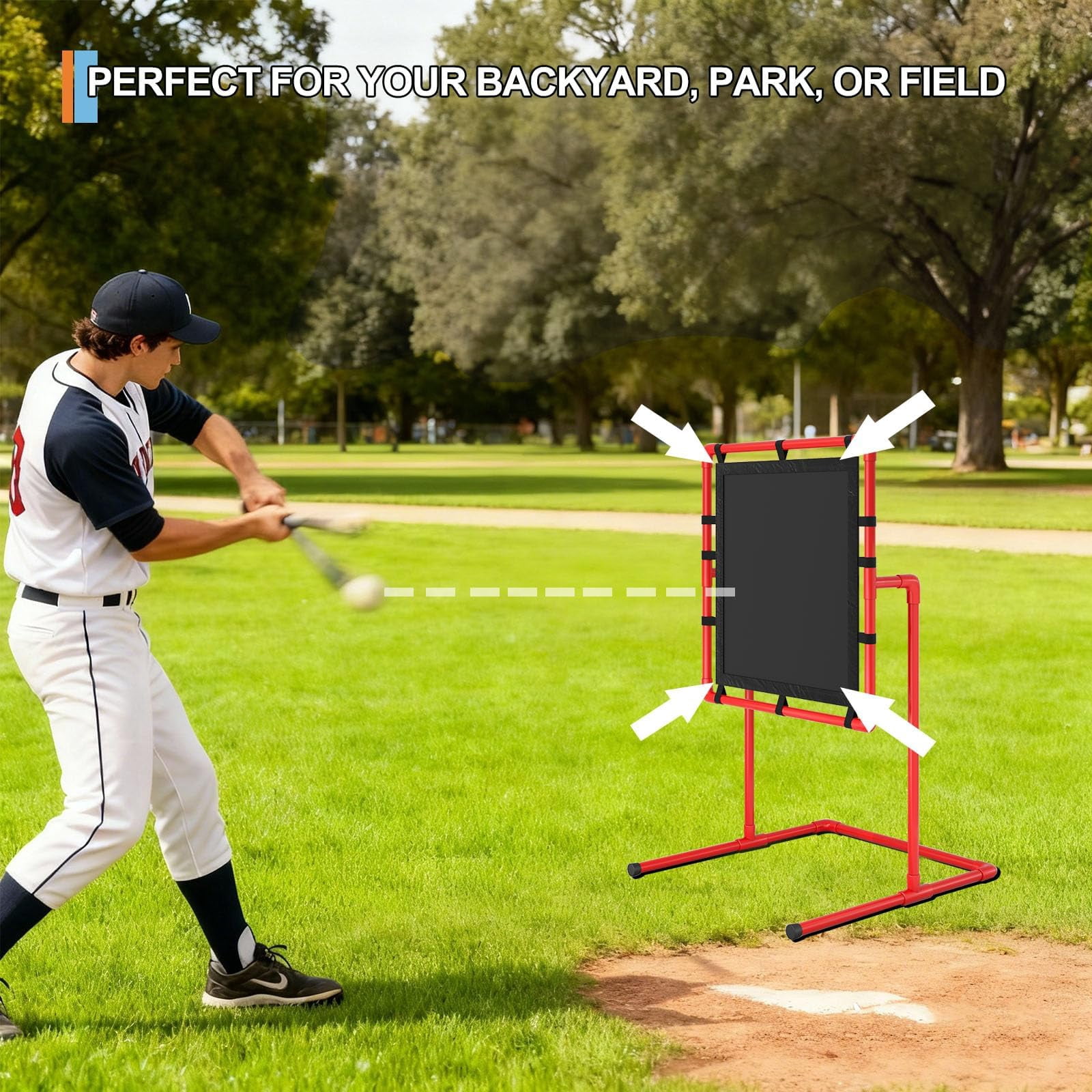 DSstyles Baseball & Softball Batting Trainers. Pitching Trainer Compatible with Plastic Balls.  Ball and Blitzball. Easy Set Up and Assembly