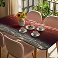thumbnail image 3 of Red Ocean Waves Table Cloths for 4 Foot Rectangle Tables, Summer Beach Coastal Abstract Patio Waterproof Elastic Fitted Tablecloths, Washable Rectangular Table Cover for Camping, 3 of 8