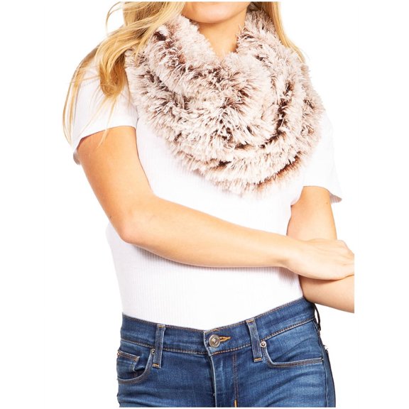 Sakkas Abir Soft Furry Reversible Short Twist Wrap Around Infinity Scarf - 1-Brown - One Size Regular