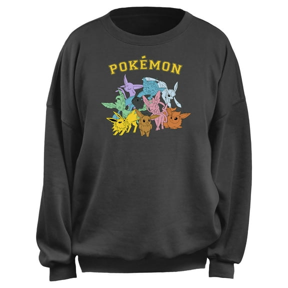 Junior's Pokemon All Eeveelutions Sweatshirt Charcoal Medium