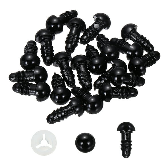 Uxcell 8mm Safety Eyes, 40 Pcs Plastic Craft Eyes with Protective Film Safety Eyes with Washers for Stuffed Animals Crochet Toys Dolls DIY Craft Making, Black