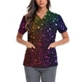 thumbnail image 4 of Lumtrix Mardi Gras Print Scrubs for Women Design Plus Size V Neck Nursing Uniform 2026 Spring Summer Short Sleeve Tops With Pockets Side Slit Shirt Multicolor XL, 4 of 5