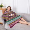 thumbnail image 5 of Oversized Wearable Blanket Hoodie,Purple Boho Tribal Stripes and Hearts Pattern Sherpa Blanket Hoodie with Super Pockets,Super Warm Fuzzy Pullover for Women & Men, 5 of 6