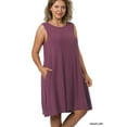 thumbnail image 2 of Zenana Women & Plus Sleeveless Jersey Flared Swing Tank Dress with Side Pockets, 2 of 3