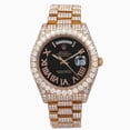 thumbnail image 1 of Pre-Owned Rolex Day-Date II 41MM 218235 Black Roman Diamond Dial Diamond Bezel 18K Rose Gold Full Diamond President Bracelet 25.75ct, 1 of 8