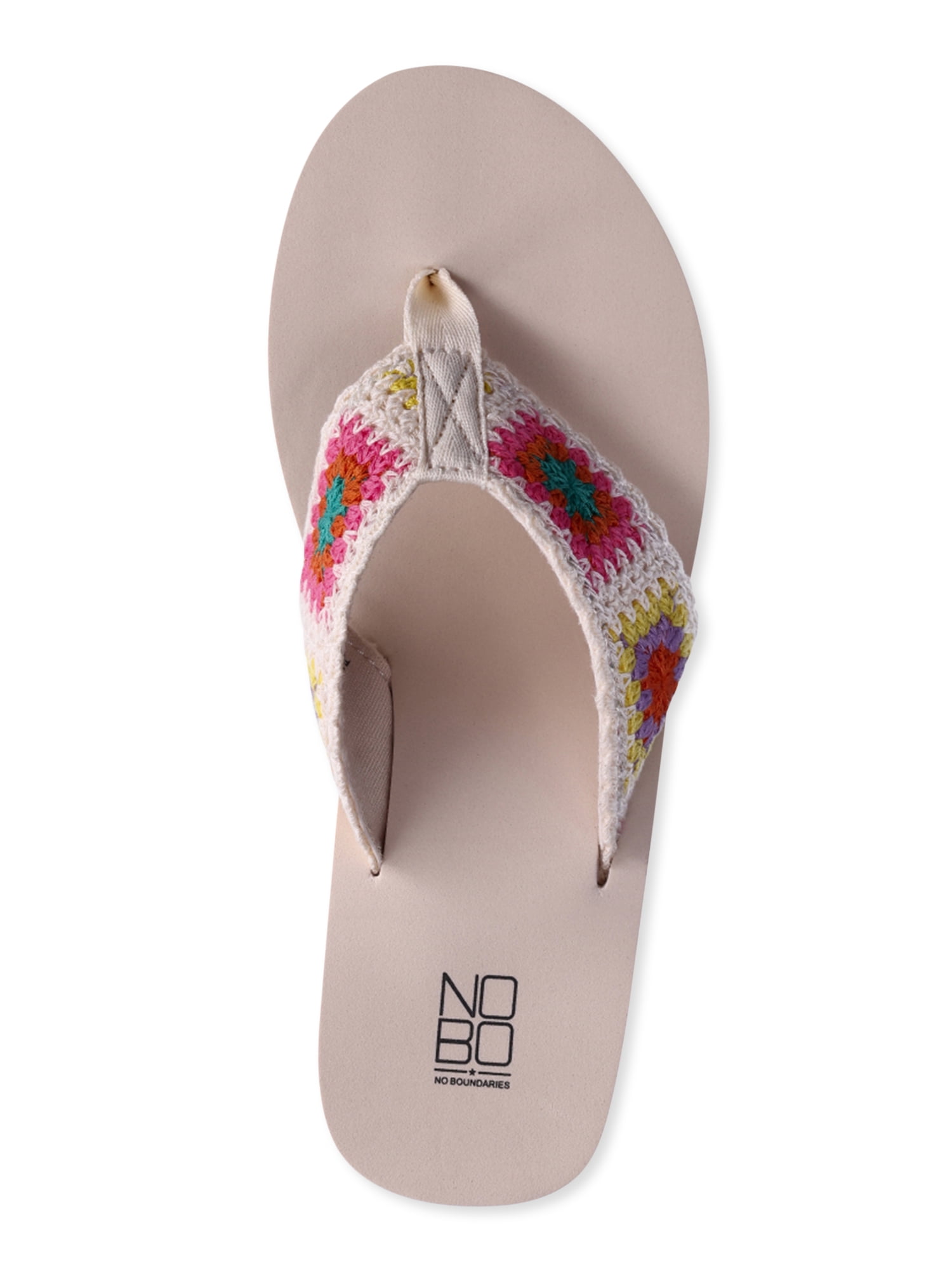 No Boundaries Women's Mid-Heel Platform Thong Wedge Sandals
