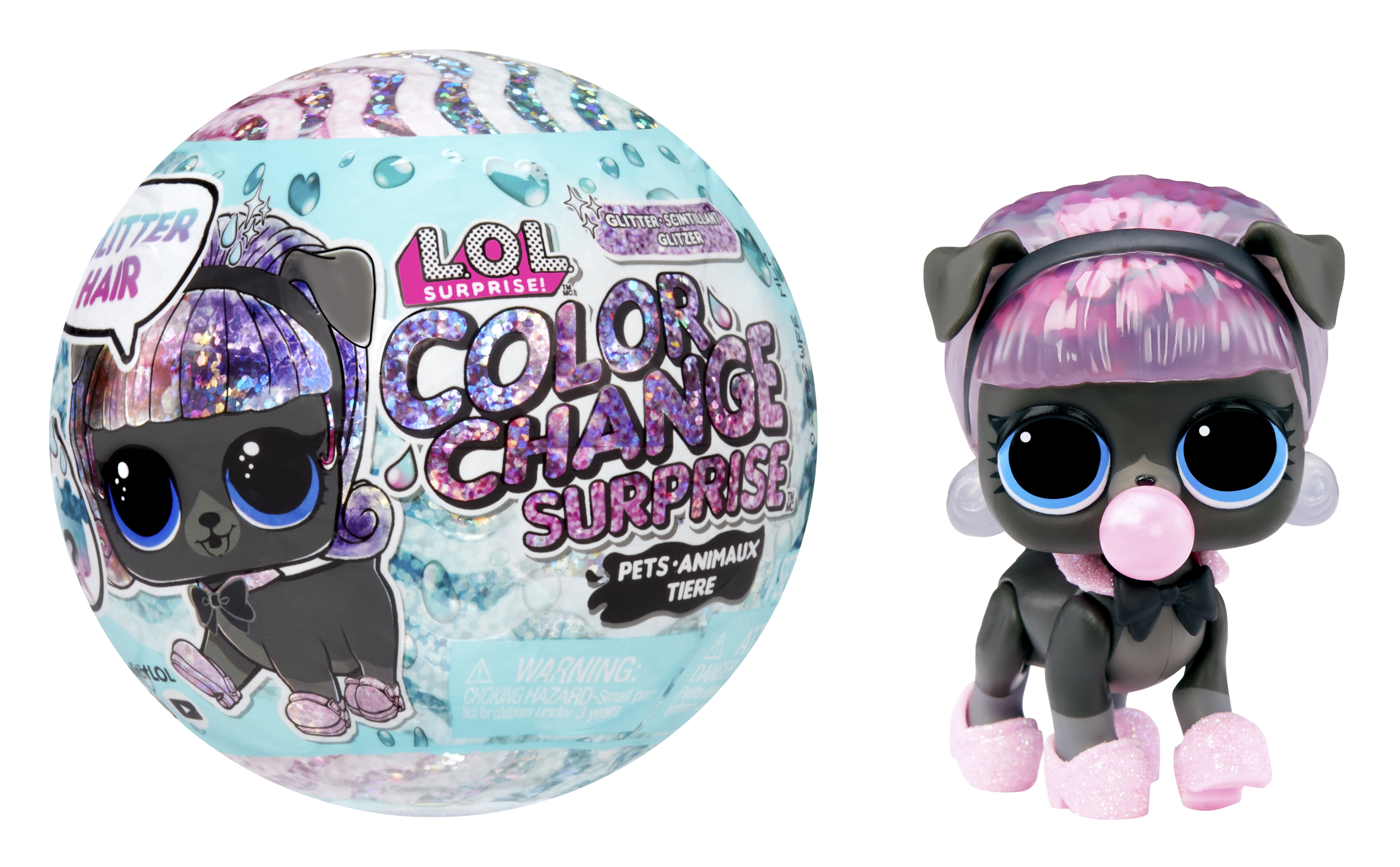 LOL Surprise Glitter Color Change Pets with 5 Surprises Including a Collectible Doll, Sparkly Fashions, and Accessories – Great Gift for Kids Children Ages 4+