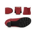 thumbnail image 2 of BLISSFUL STEP Round Toe Platform Mirror Heeled Block Heels Boots for Women Red 6.5, 2 of 4