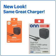 onn GAN 65W 12W Laptop charger Compatible for Apple, Dell, HP, Asus, Acer, Lenovo, Samsung, Sony ,Grey
