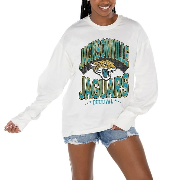 Women's Gameday Couture  White Jacksonville Jaguars Time Out Oversized Long Sleeve T-Shirt
