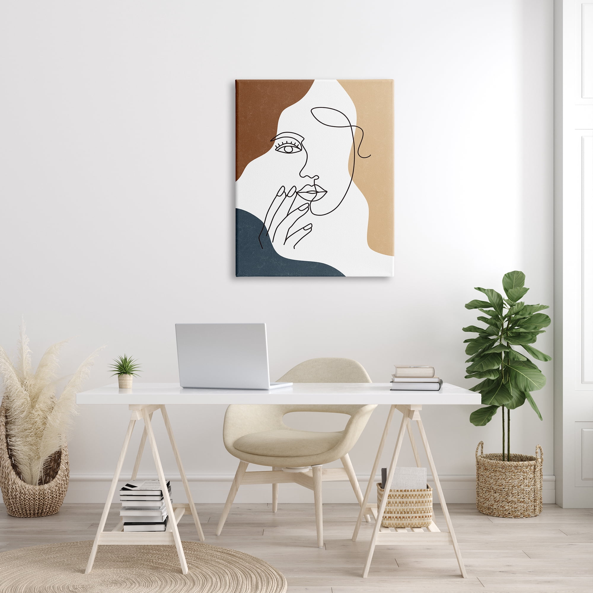 Stupell Industries Female Portrait Line Drawing Between Abstract Shapes, 30 x 40, Designed by JJ Design House LLC