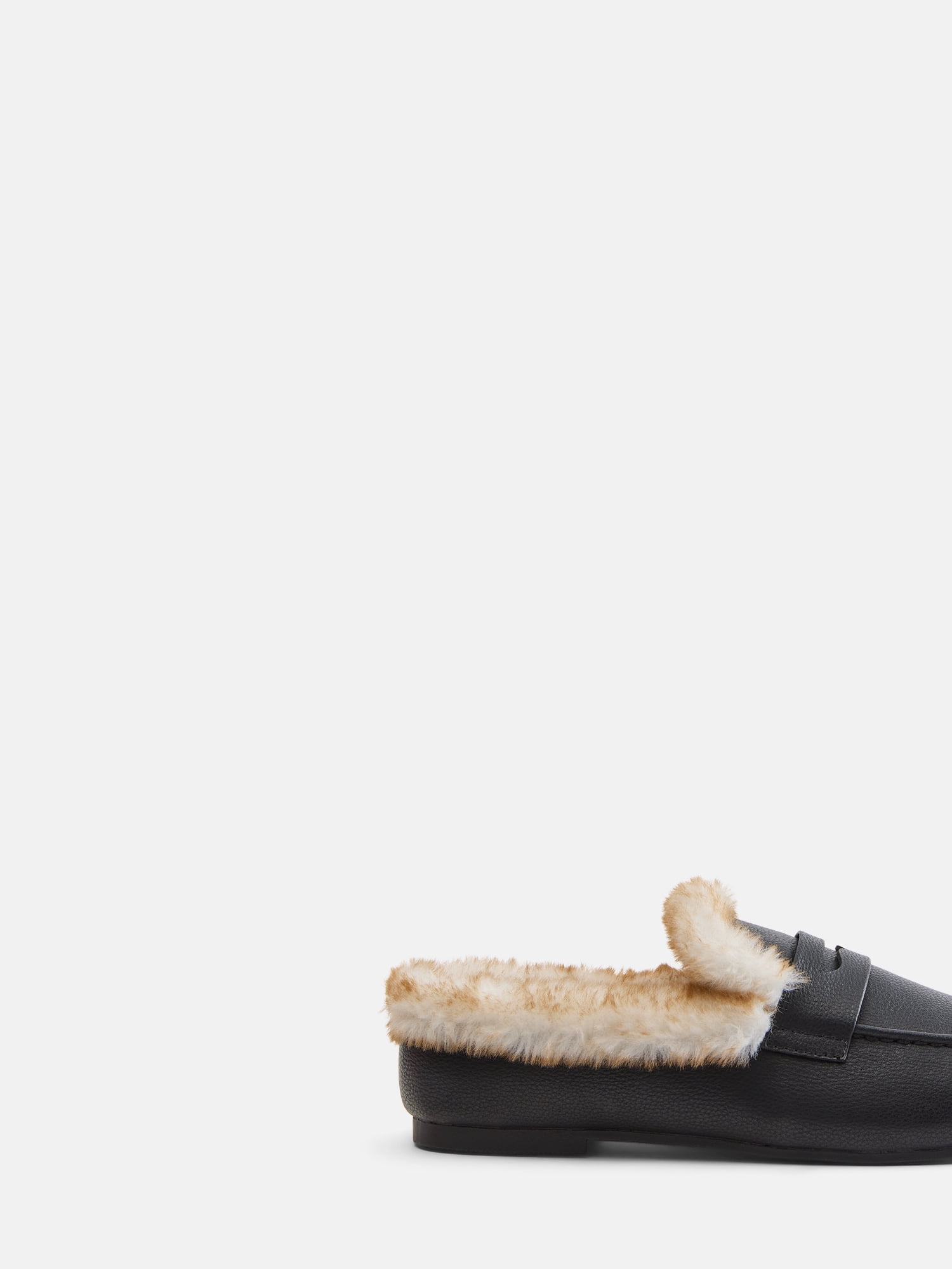 Joyspun Women's Loafer Mule Slippers with Faux Fur Lining