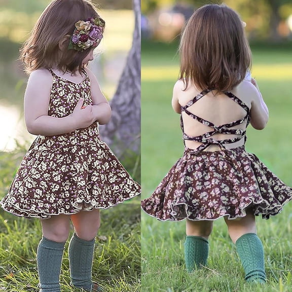 Vedolay Skirts For Girl Trendy Girl's 2 Piece Outfits Ditsy Floral Spaghetti Strap Cami Top and Ruffle Tie Skirt Set,Multicolor 80