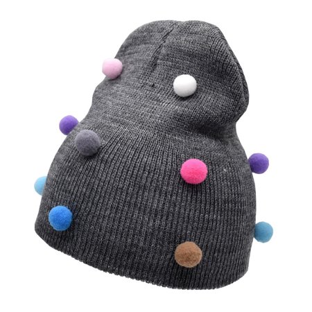 

〖TOTO〗Baby Hats Caps Children Pure Color Keeping Warm And Knitted Wool Hat Hairball Cap