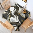 thumbnail image 2 of Black Marble Gold Wave Pattern Square Tablecloth,Waterproof Square Table Cover,Wipeable Spillproof Washable Table Cover for Home Kitchen Party Decor 52"x52"(132x132cm), 2 of 6