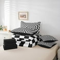 thumbnail image 6 of Manfei Geometric Plaid Grid 7-Piece Twin Bedding Sets,Abstract Classic Checkerboard Bedding Comforter Set,White Black Check Sheet Sets For Boys Girls,Breathable Home Decor Reversible, 6 of 8