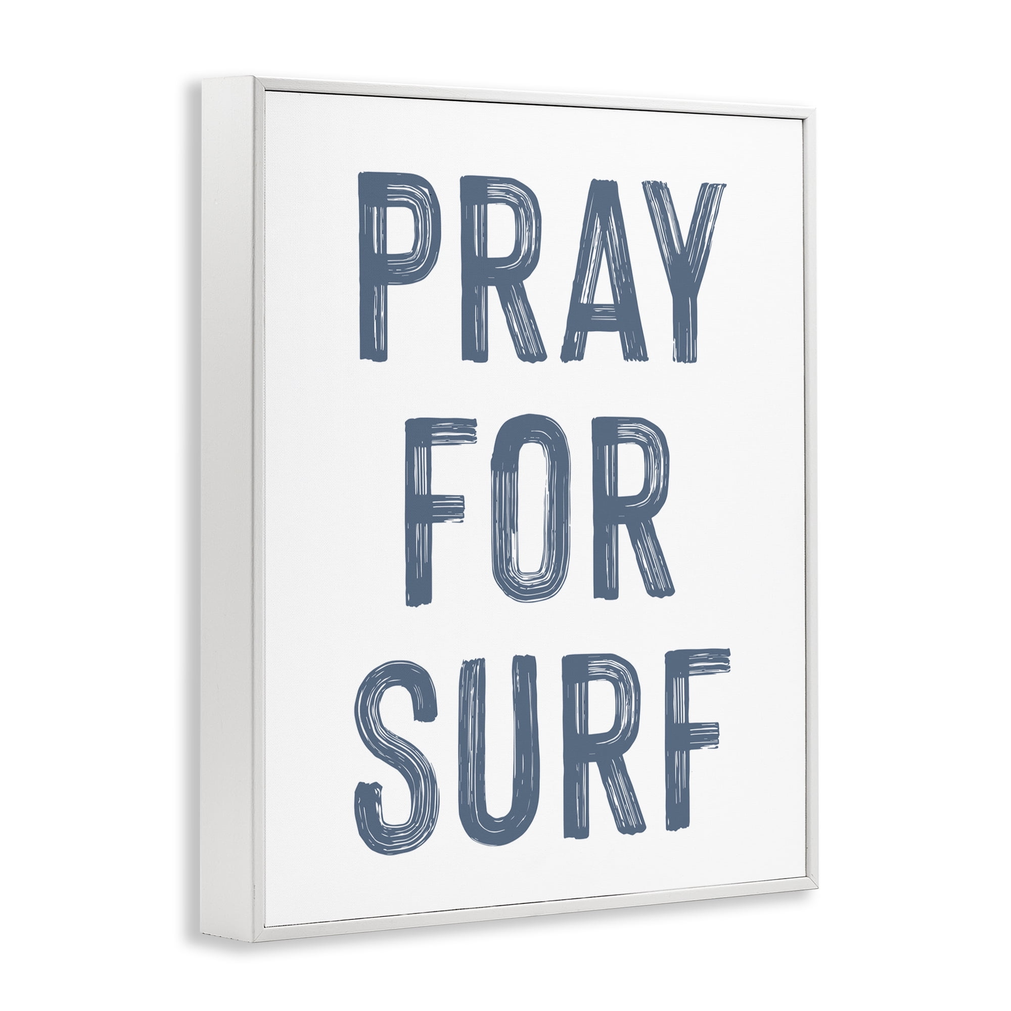 Summer Sentiment Pray For Surf White Framed Giclee Art, design by Lettered and Lined