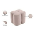 thumbnail image 2 of Meridian Furniture Clover Flower Shaped Pink Velvet Ottoman, 2 of 5
