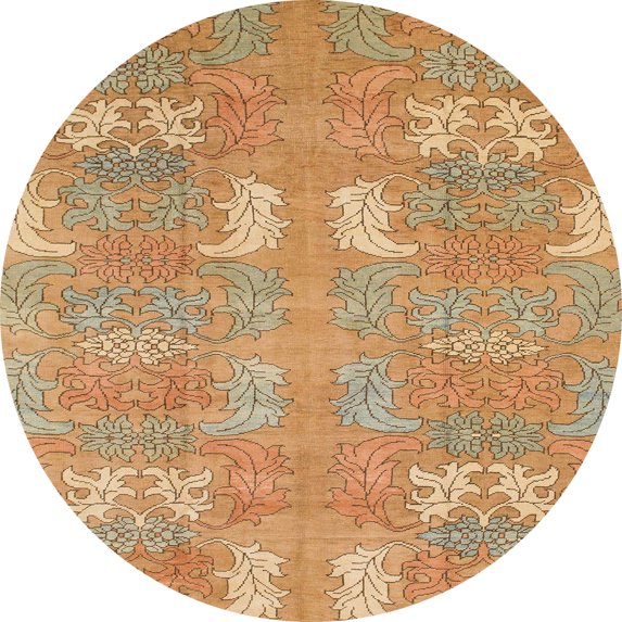 Ahgly Company Indoor Round Abstract Orange Abstract Area Rugs, 4' Round