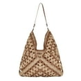 thumbnail image 1 of Bolso de hombro tejido de crochet informal para verano, ideal para playa, viajes y vacaciones. Beige caqui, 1 of 9
