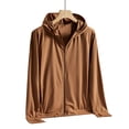 thumbnail image 4 of Hombres UPF 50+ Protección Solar Ligera Chaqueta con Capucha y Cremallera Completa Chaqueta de Manga Larga a Prueba de Sol para Pesca Senderismo Al Aire Libre Marrón XL YUNYI BRAND  Deportes, 4 of 8