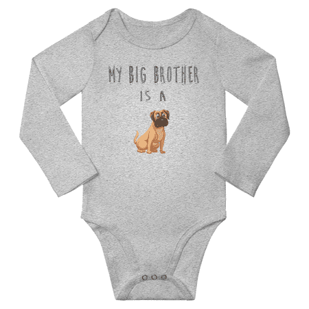 

My Big Brother is a Bullmastiff Dog Cute Baby Long Sleeve Bodysuit Boy Girl (Gray 18-24M)
