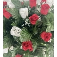 thumbnail image 4 of Door and Decor 24” Artificial Silk Red and White Roses Memorial Bouquet, 4 of 5